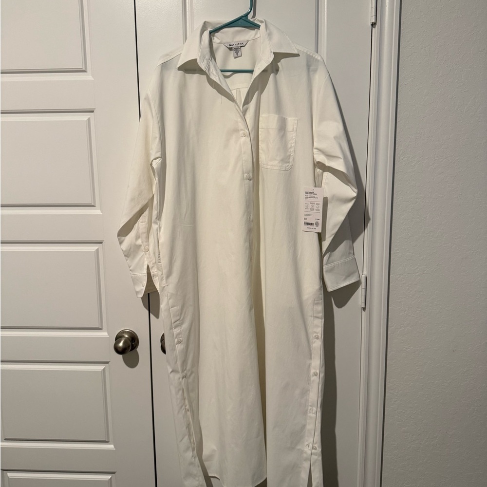 Athleta Drift Poplin Midi Shirt Dress